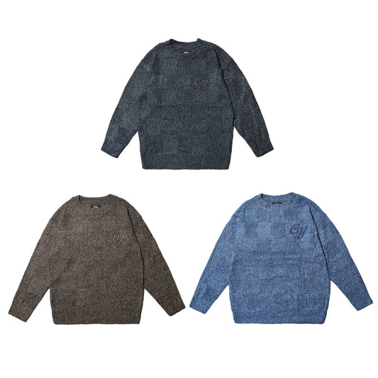 COZY Vintage Style Block Check Knit